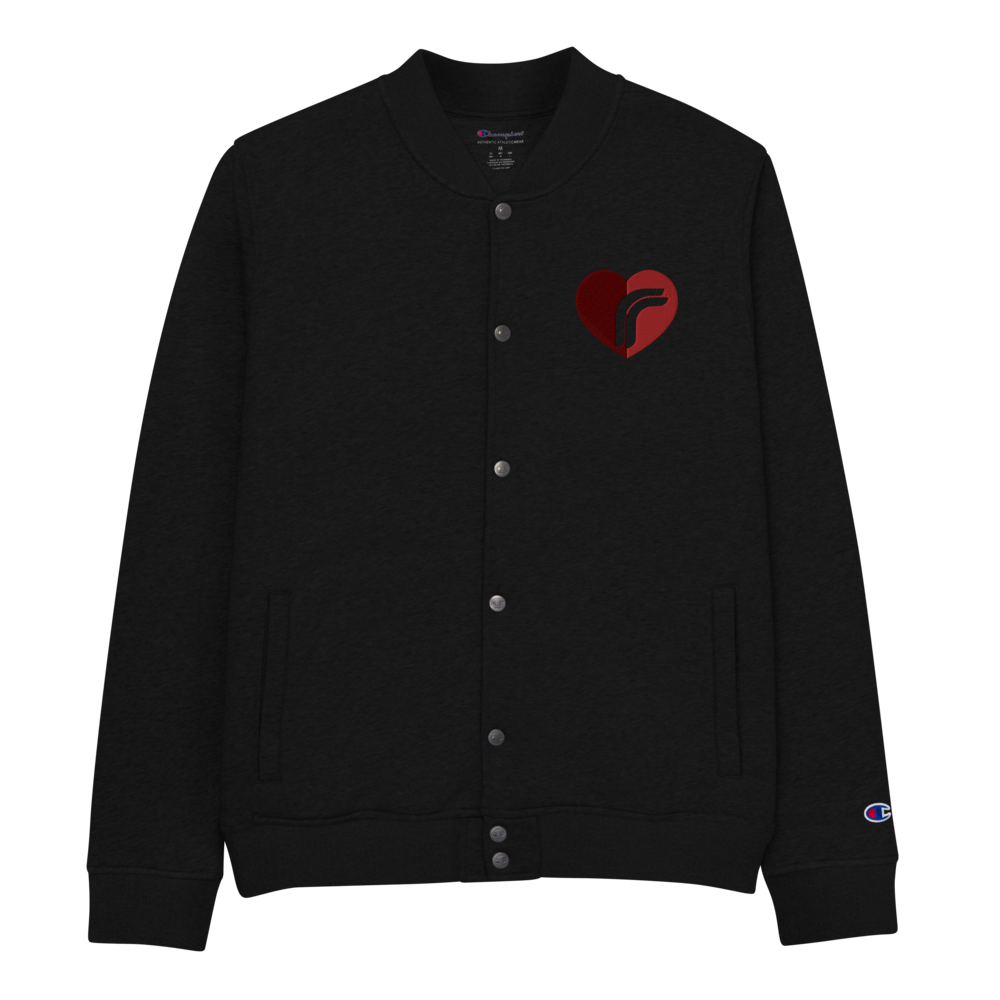 Heart RebelRespec Embroidered Champion Bomber Jacket