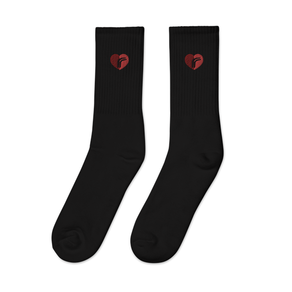 Heart RebelRespec Embroidered Socks