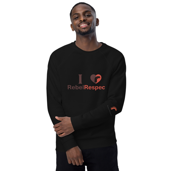 I Love RebelRespec Unisex Organic Raglan Sweatshirt