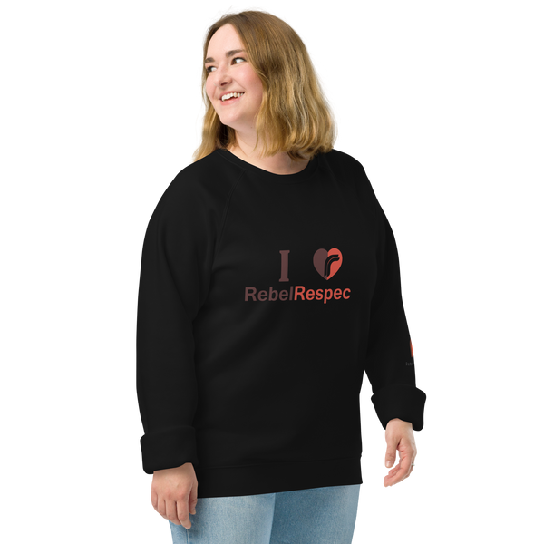 I Love RebelRespec Unisex Organic Raglan Sweatshirt