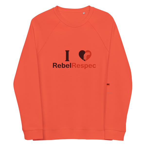 I Love RebelRespec Unisex Organic Raglan Sweatshirt