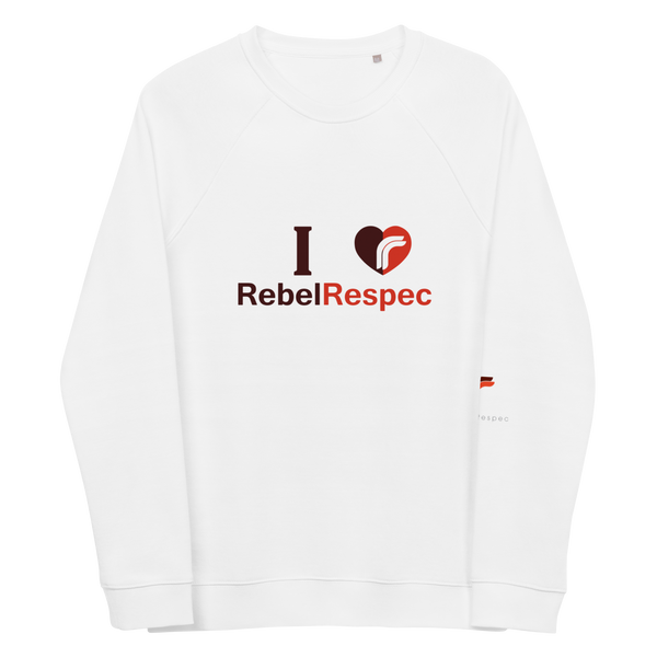 I Love RebelRespec Unisex Organic Raglan Sweatshirt